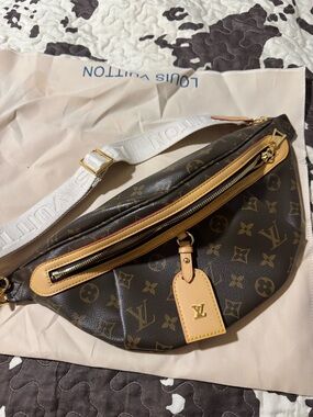 Monogram Canvas Bum Bag with cream Strap